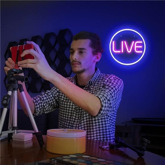 LIVE Neon Signs -LED Live On Air Neon Lights for Twitch,Tiktok,Youtube Streamers - Picture 5 of 6